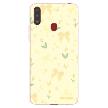Picasee átlátszó szilikon tok az alábbi mobiltelefonokra Samsung Galaxy A20s - Honey Blossom