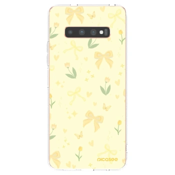 Picasee átlátszó szilikon tok az alábbi mobiltelefonokra Samsung Galaxy S10 Plus G975 - Honey Blossom