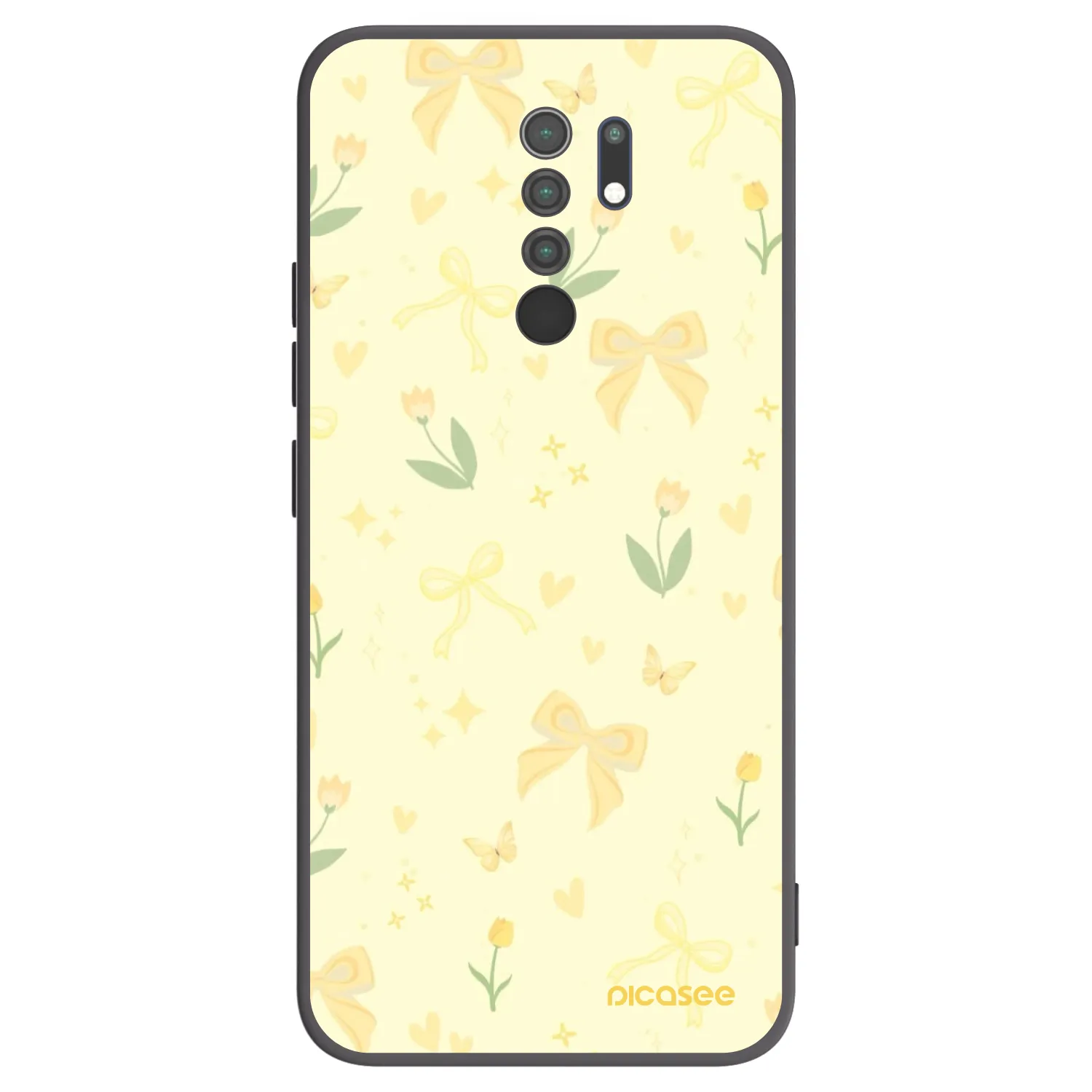 Picasee fekete szilikon tok az alábbi mobiltelefonokra Xiaomi Redmi 9 - Honey Blossom