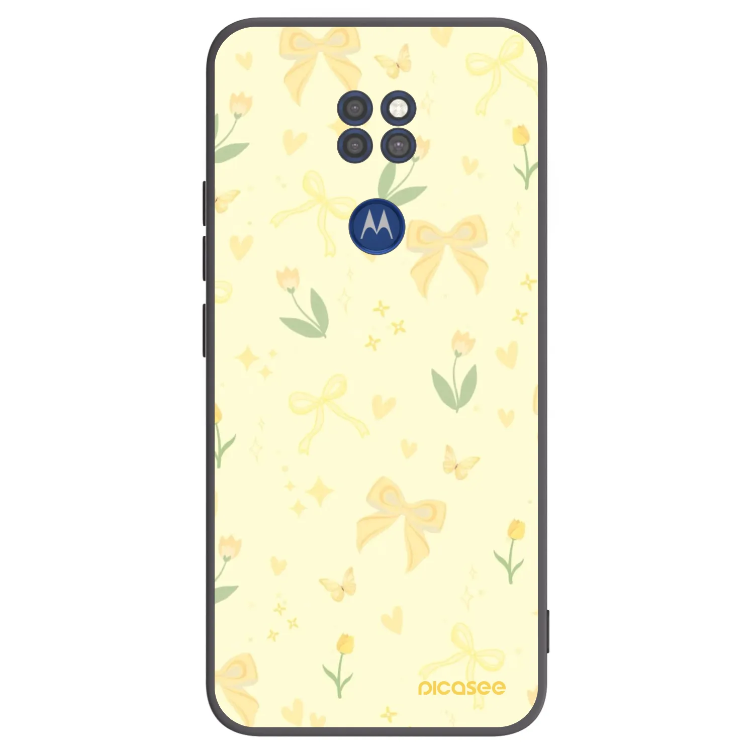 Picasee fekete szilikon tok az alábbi mobiltelefonokra Motorola Moto G9 Play - Honey Blossom