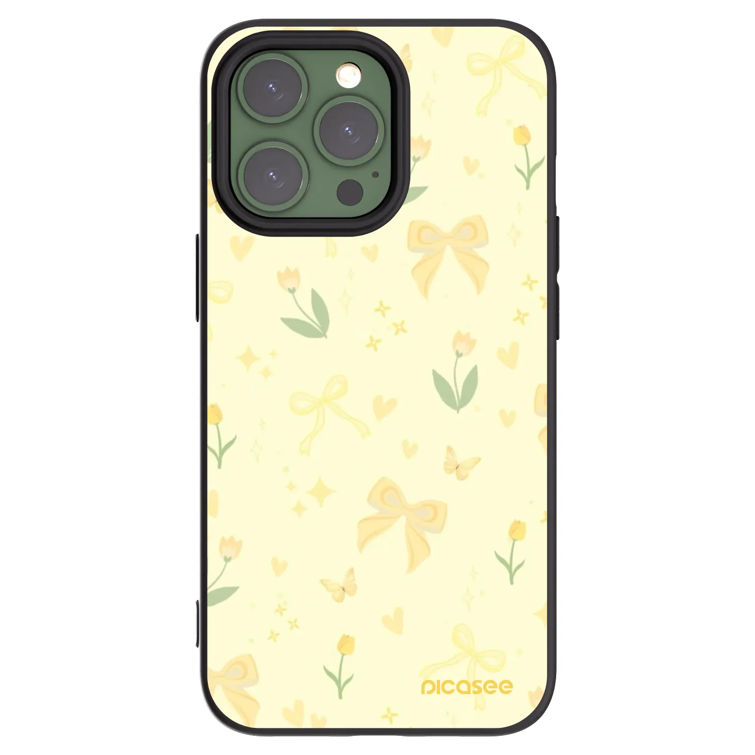 Picasee fekete szilikon tok az alábbi mobiltelefonokra Apple iPhone 13 Pro - Honey Blossom