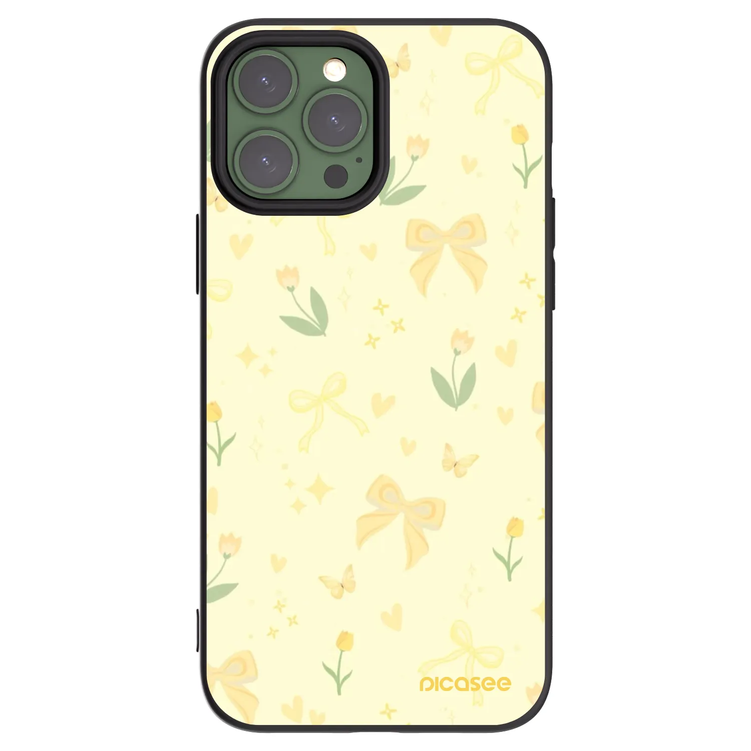 Picasee fekete szilikon tok az alábbi mobiltelefonokra Apple iPhone 13 Pro Max - Honey Blossom