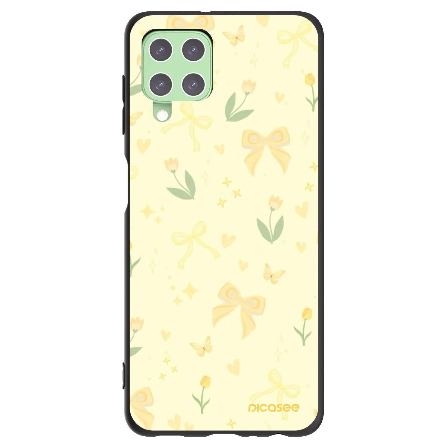 Picasee fekete szilikon tok az alábbi mobiltelefonokra Samsung Galaxy A22 A225F 4G - Honey Blossom