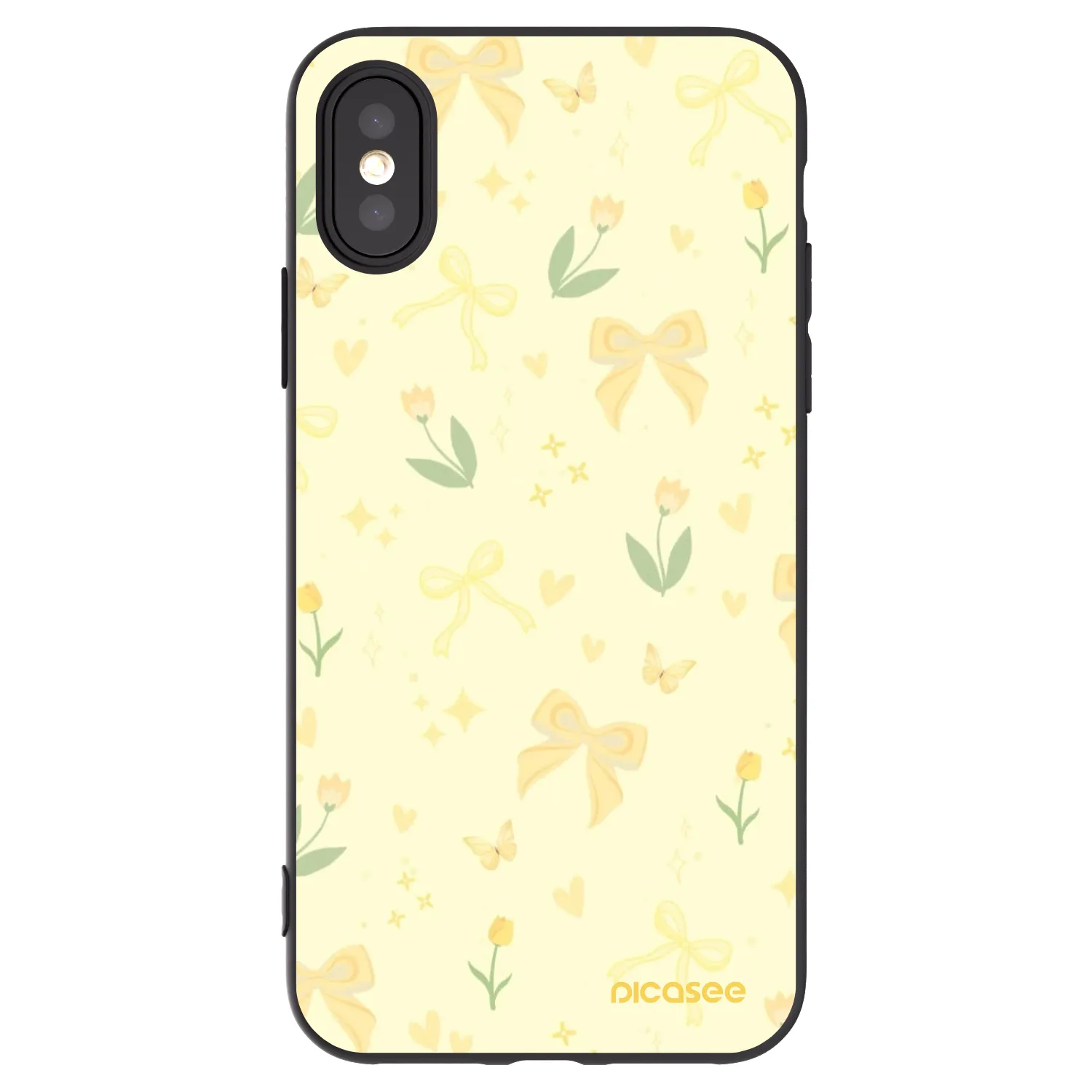 Picasee fekete szilikon tok az alábbi mobiltelefonokra Apple iPhone X/XS - Honey Blossom