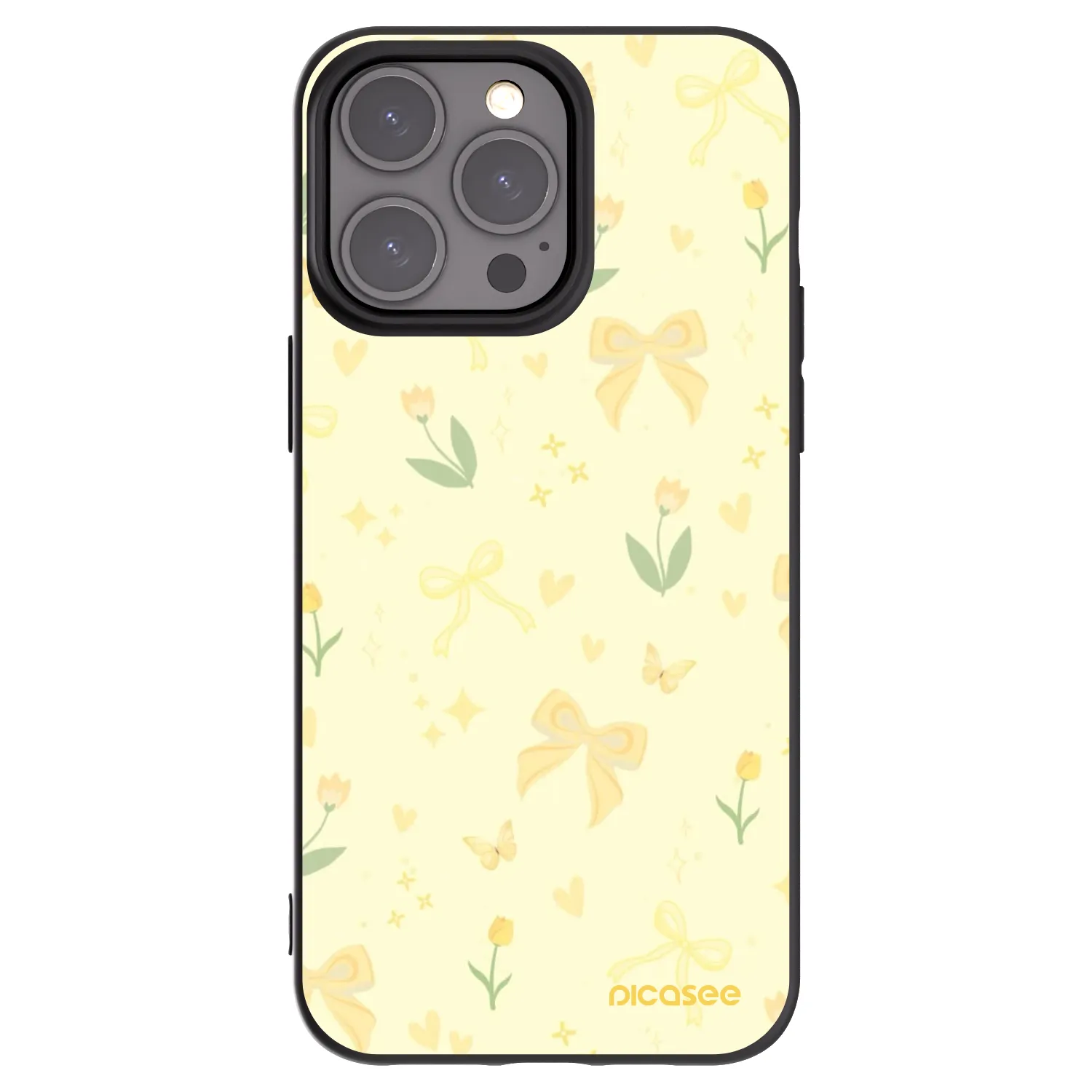 Picasee fekete szilikon tok az alábbi mobiltelefonokra Apple iPhone 15 Pro Max - Honey Blossom