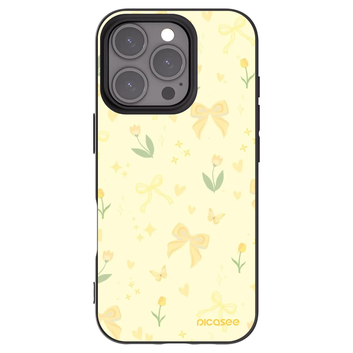 Picasee fekete szilikon tok az alábbi mobiltelefonokra Apple iPhone 16 Pro - Honey Blossom