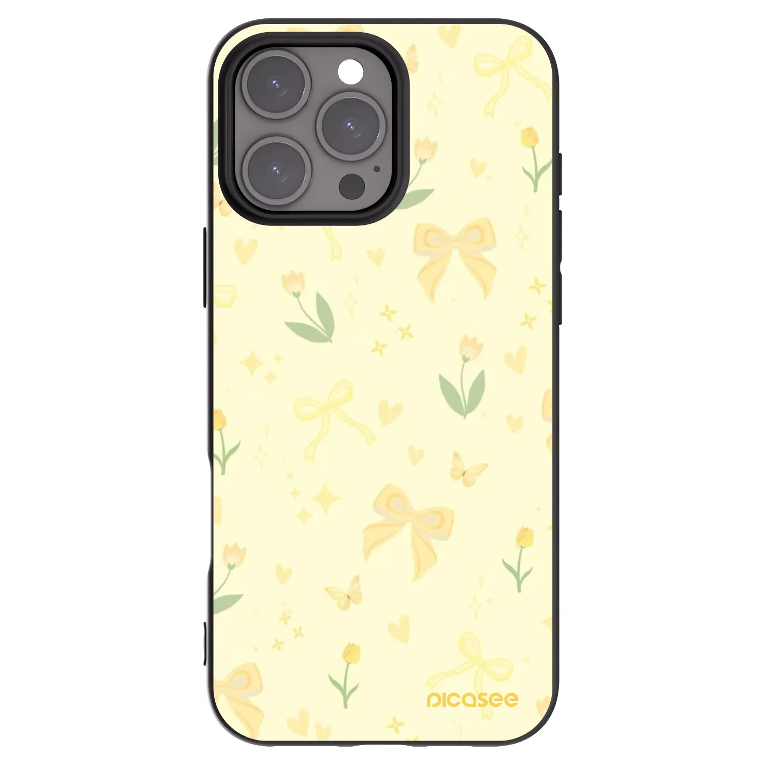 Picasee fekete szilikon tok az alábbi mobiltelefonokra Apple iPhone 16 Pro Max - Honey Blossom