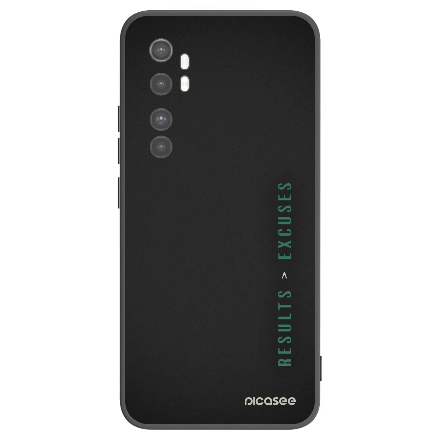 Picasee fekete szilikon tok az alábbi mobiltelefonokra Xiaomi Mi Note 10 Lite - Results x Excuses