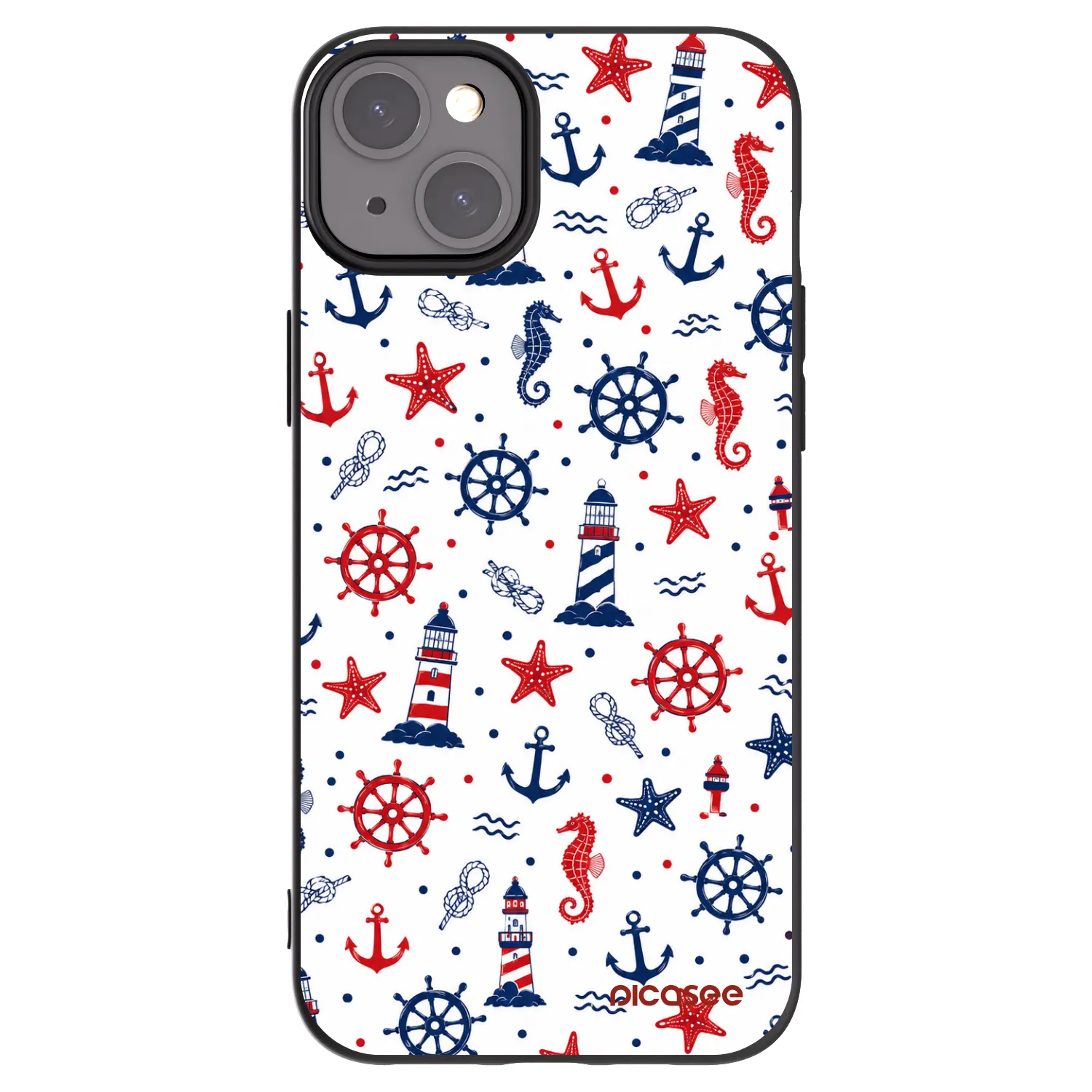 Picasee fekete szilikon tok az alábbi mobiltelefonokra Apple iPhone 15 Plus - Sailor Vibes