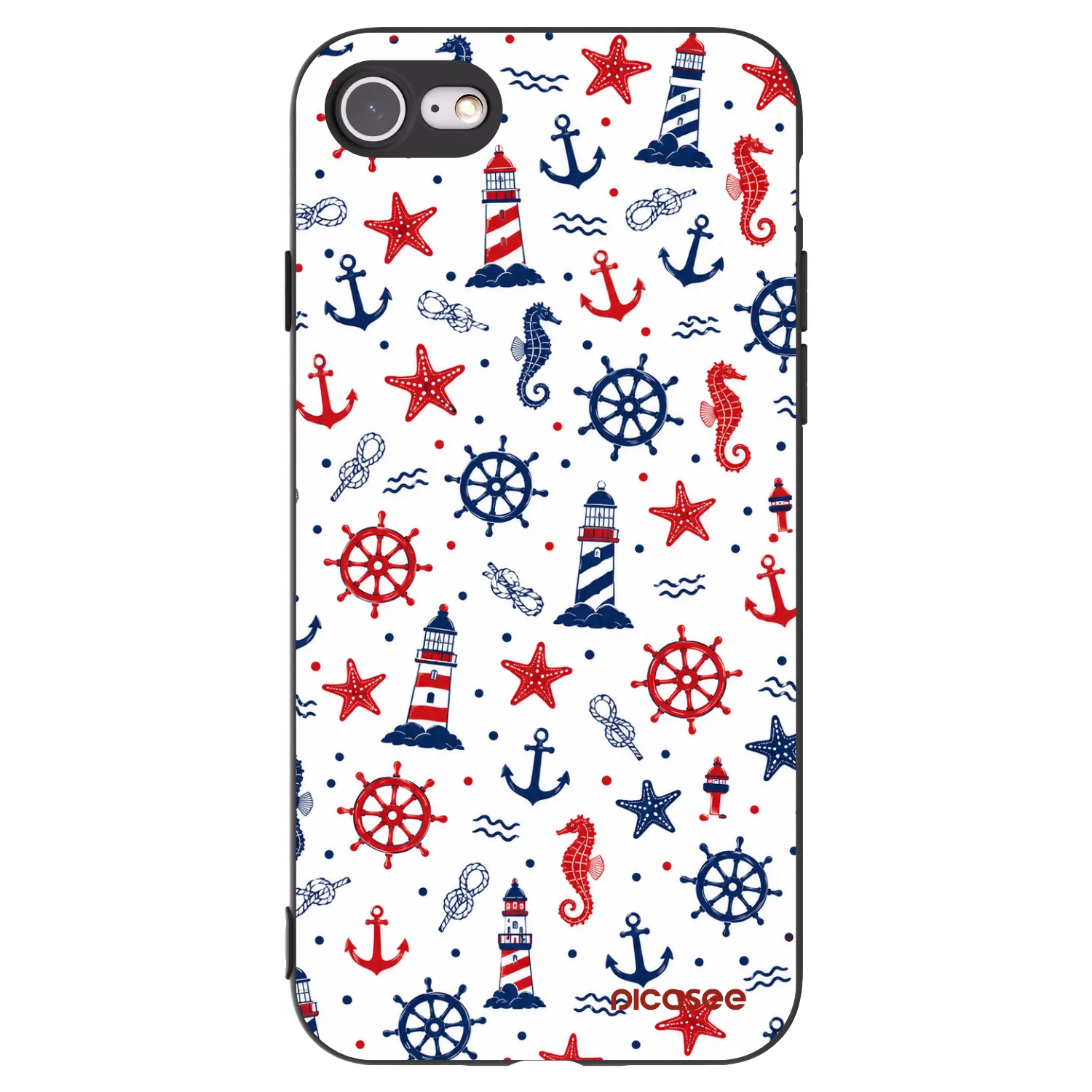 Picasee fekete szilikon tok az alábbi mobiltelefonokra Apple iPhone 7 - Sailor Vibes