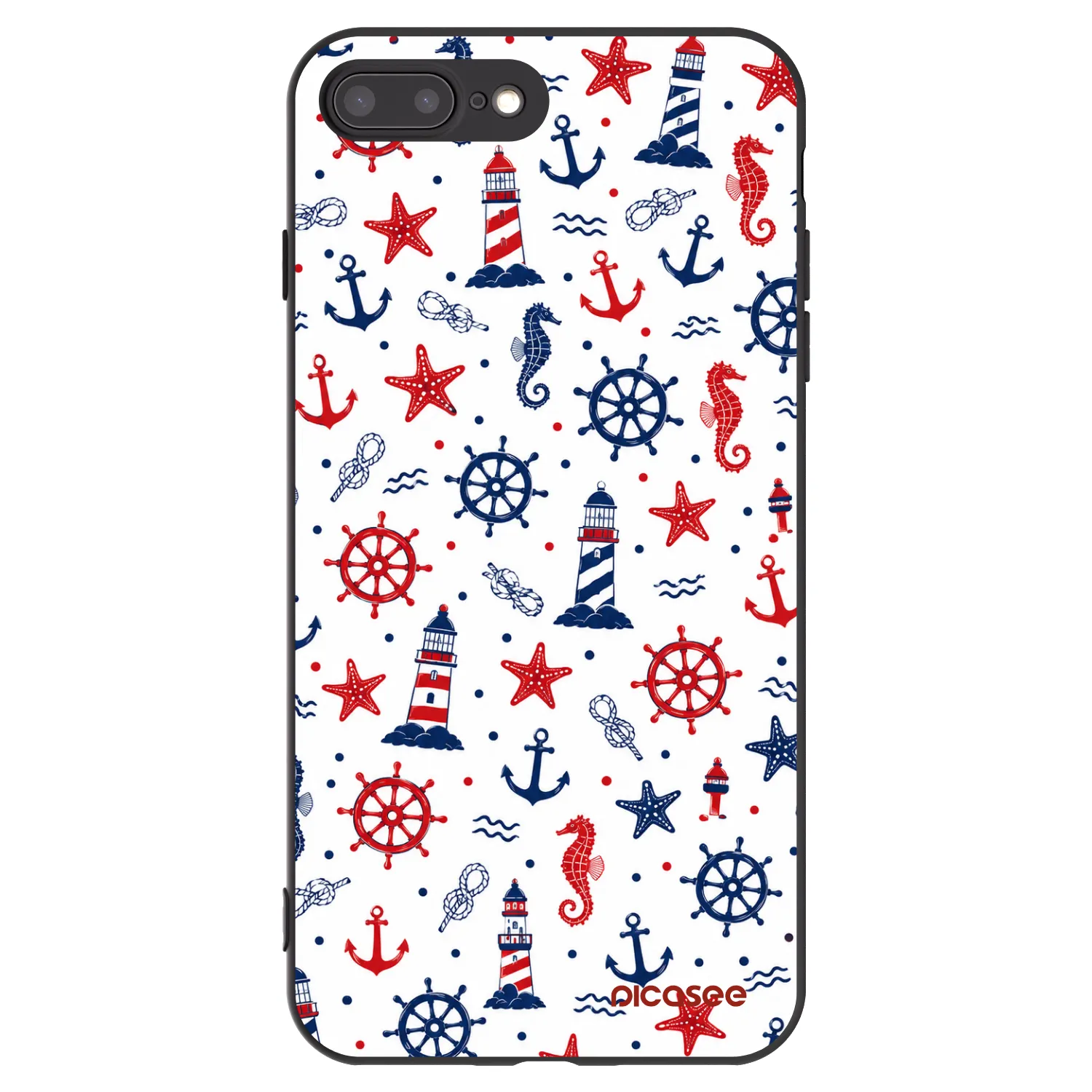 Picasee fekete szilikon tok az alábbi mobiltelefonokra Apple iPhone 7 Plus - Sailor Vibes