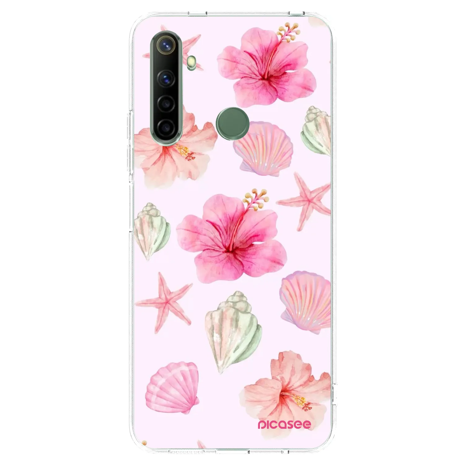 Picasee átlátszó szilikon tok az alábbi mobiltelefonokra Realme 6i - Blush Lagoon