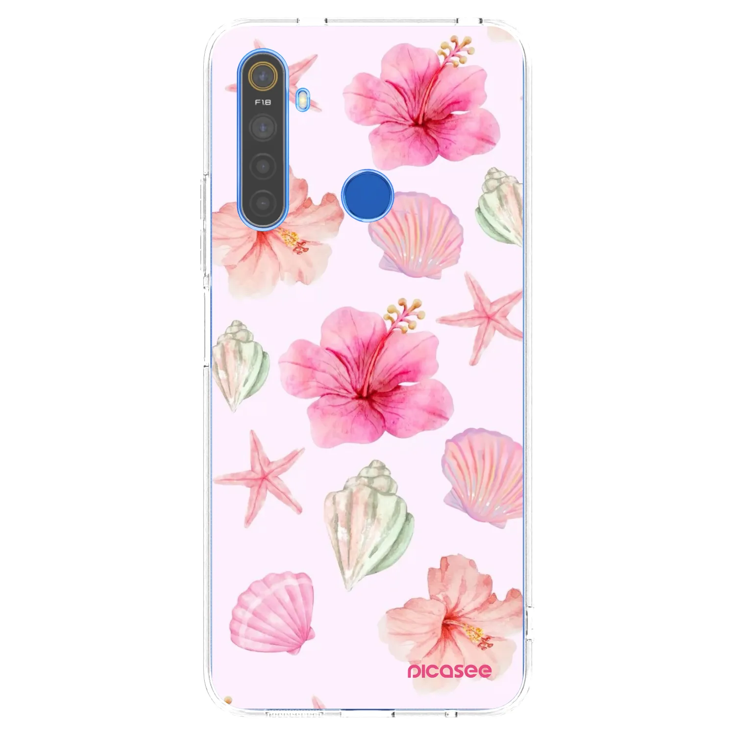 Picasee átlátszó szilikon tok az alábbi mobiltelefonokra Realme 5 - Blush Lagoon