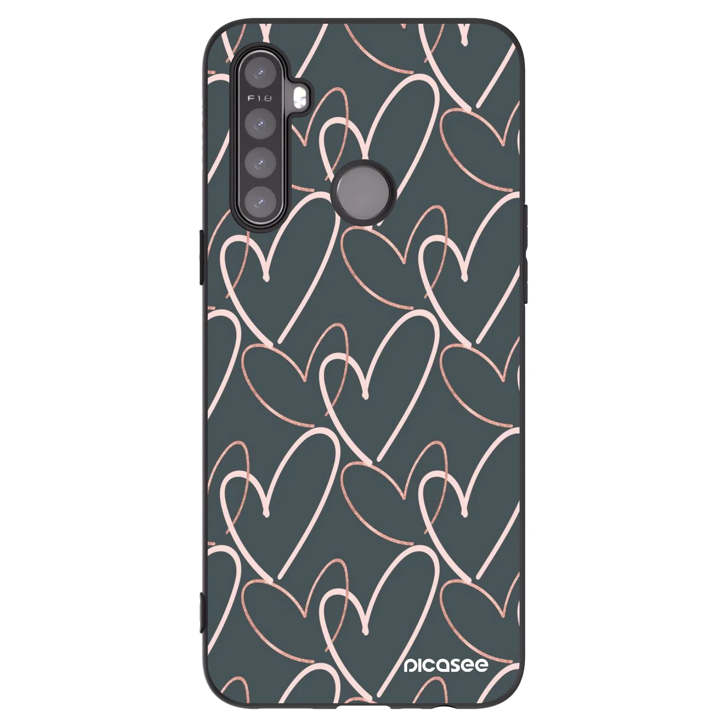 Picasee fekete szilikon tok az alábbi mobiltelefonokra Realme 6i - Lots of love