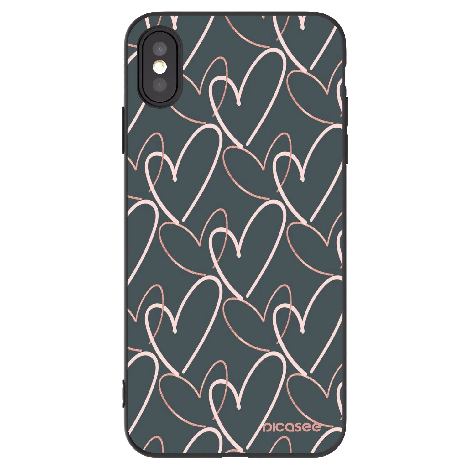 Picasee fekete szilikon tok az alábbi mobiltelefonokra Apple iPhone XS Max - Lots of love