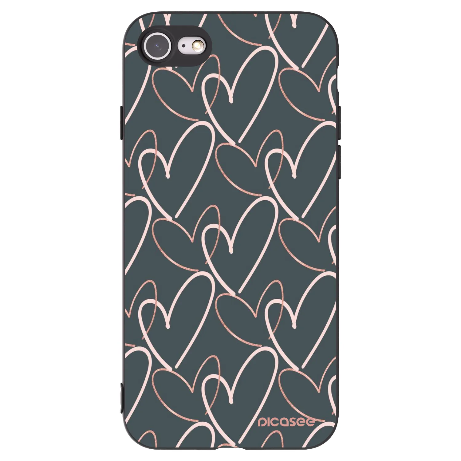 Picasee fekete szilikon tok az alábbi mobiltelefonokra Apple iPhone SE 2022 - Lots of love