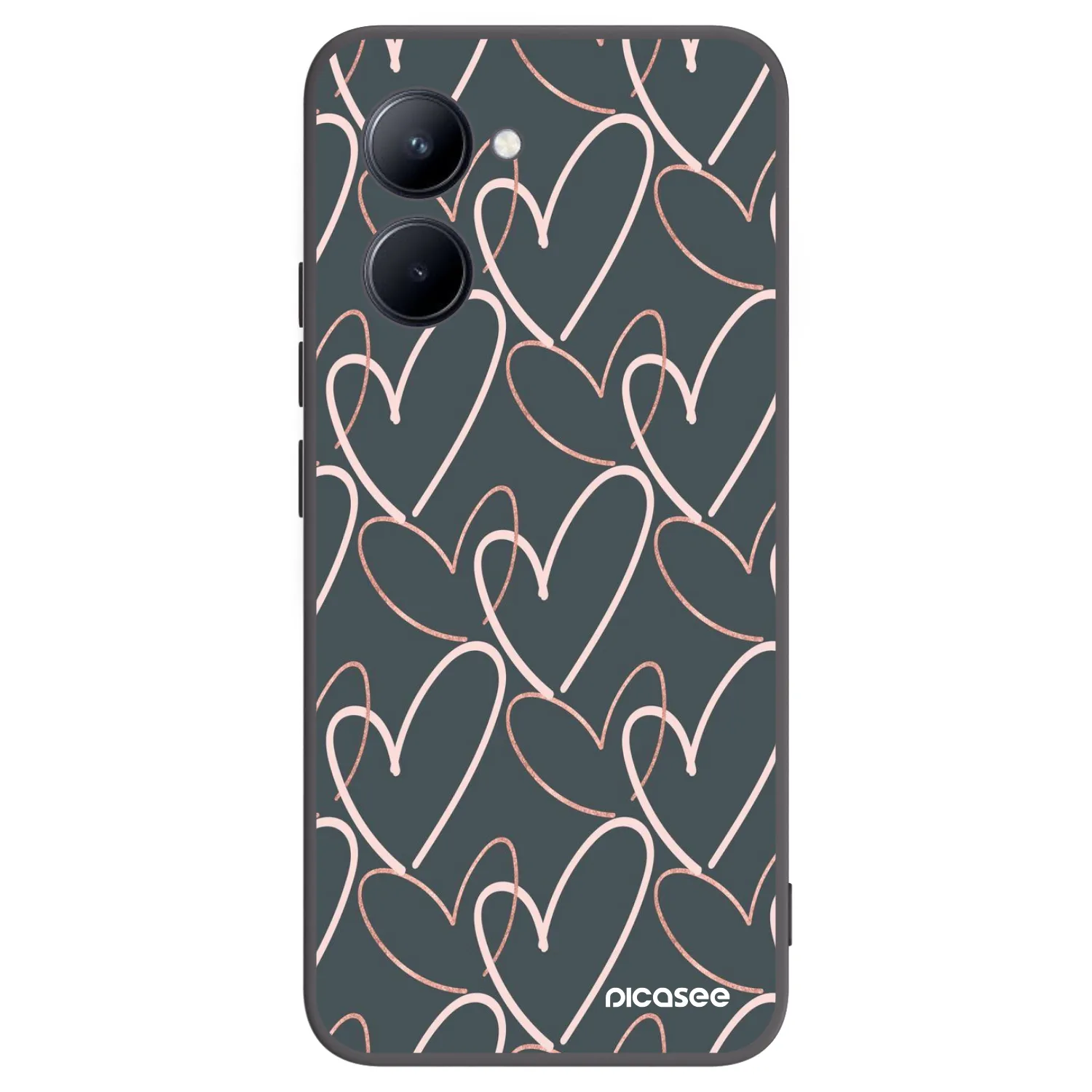 Picasee fekete szilikon tok az alábbi mobiltelefonokra Realme C33 (2023) - Lots of love