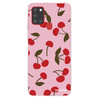 Picasee átlátszó szilikon tok az alábbi mobiltelefonokra Samsung Galaxy A21s - Cherry