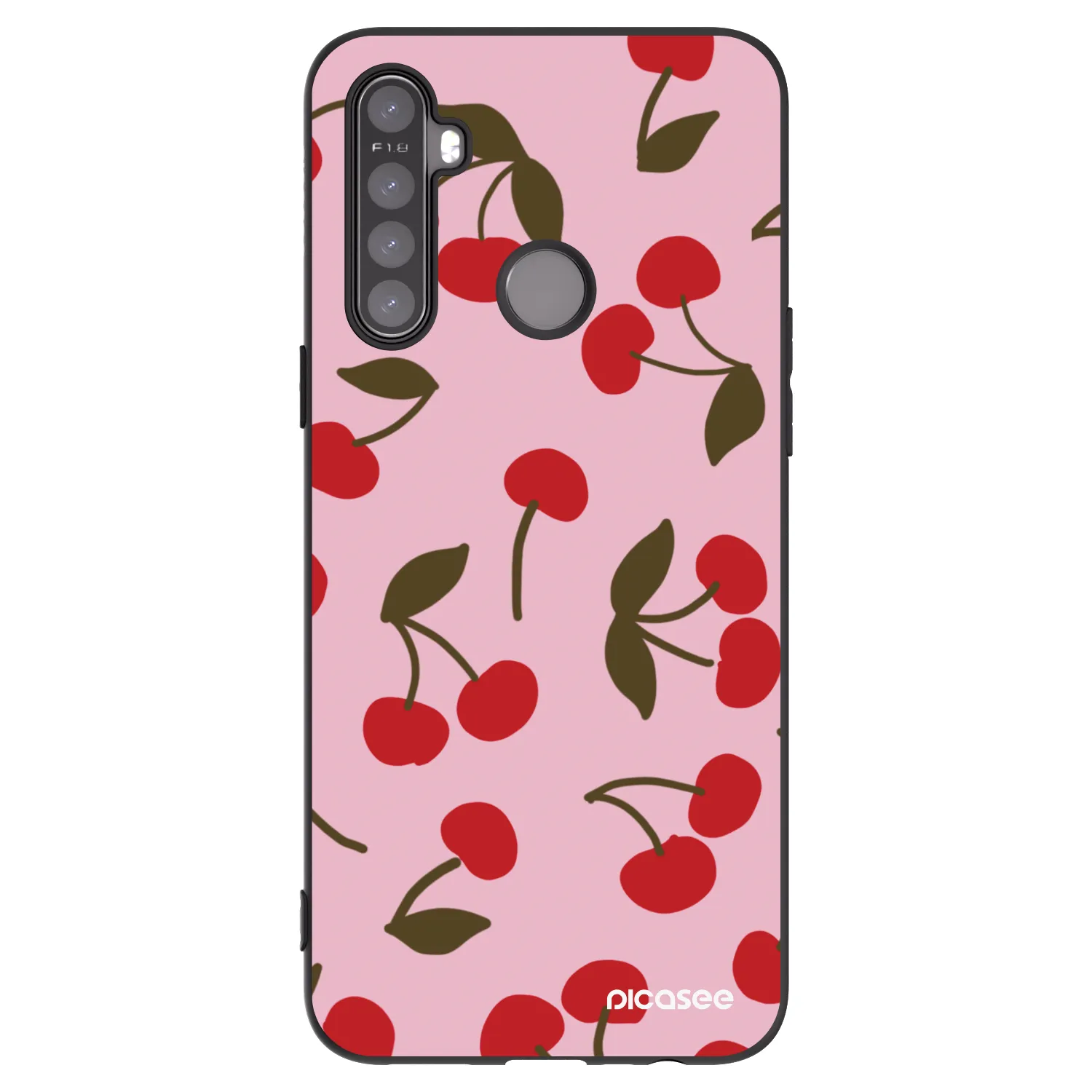 Picasee fekete szilikon tok az alábbi mobiltelefonokra Realme 5 - Cherry