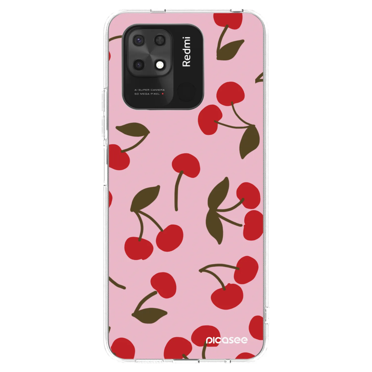 Picasee átlátszó szilikon tok az alábbi mobiltelefonokra Xiaomi Redmi 10C - Cherry