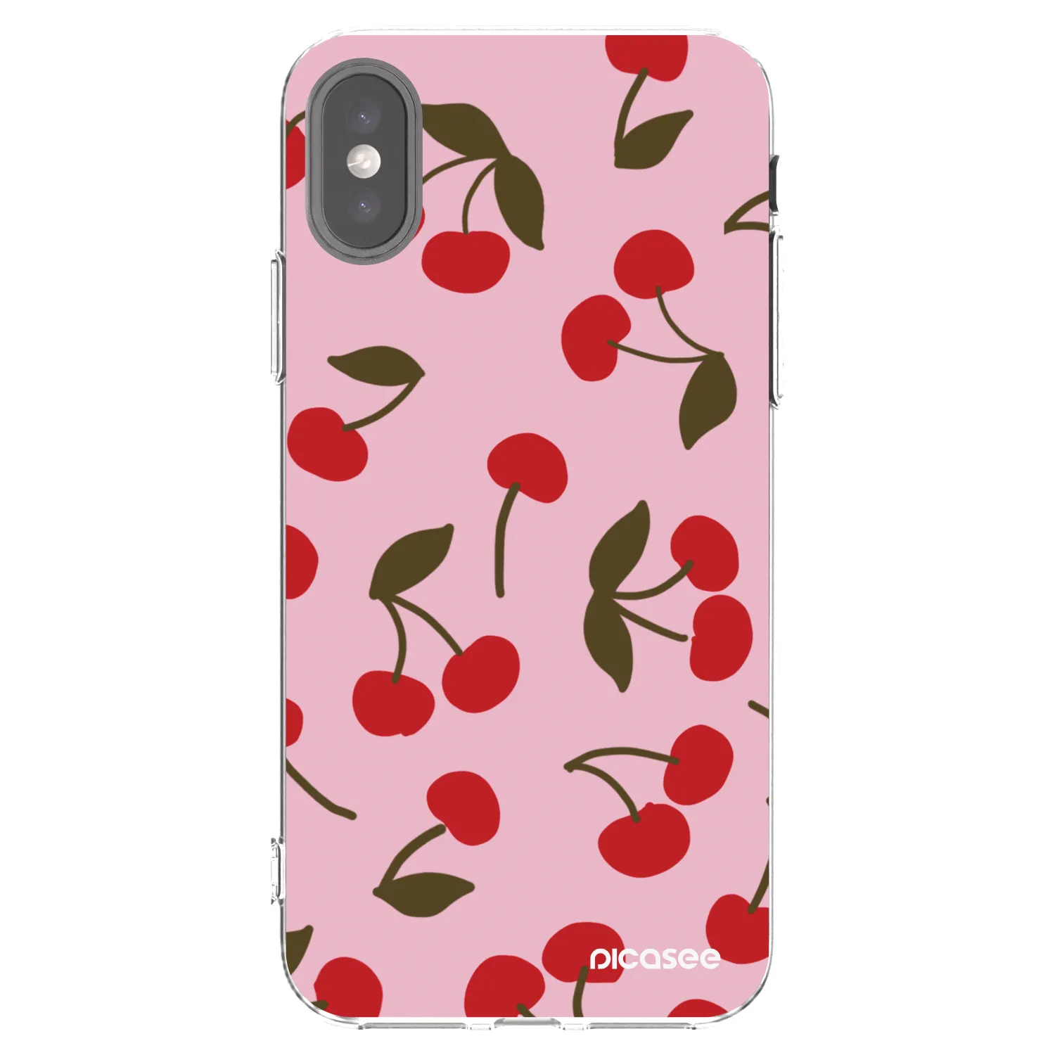 Picasee átlátszó szilikon tok az alábbi mobiltelefonokra Apple iPhone X/XS - Cherry