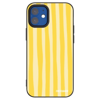 Picasee fekete szilikon tok az alábbi mobiltelefonokra Apple iPhone 12 mini - Lines lemon