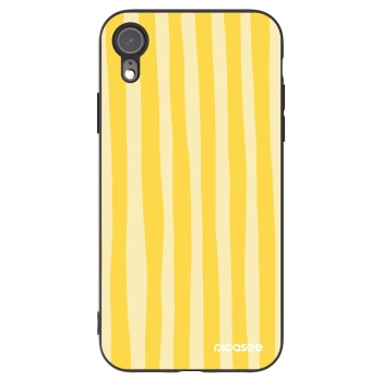 Picasee fekete szilikon tok az alábbi mobiltelefonokra Apple iPhone XR - Lines lemon