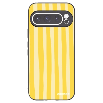 Picasee fekete szilikon tok az alábbi mobiltelefonokra Google Pixel 9 Pro - Lines lemon