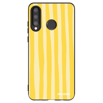 Picasee fekete szilikon tok az alábbi mobiltelefonokra Huawei P30 Lite - Lines lemon