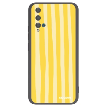 Picasee fekete szilikon tok az alábbi mobiltelefonokra Huawei Nova 5T - Lines lemon