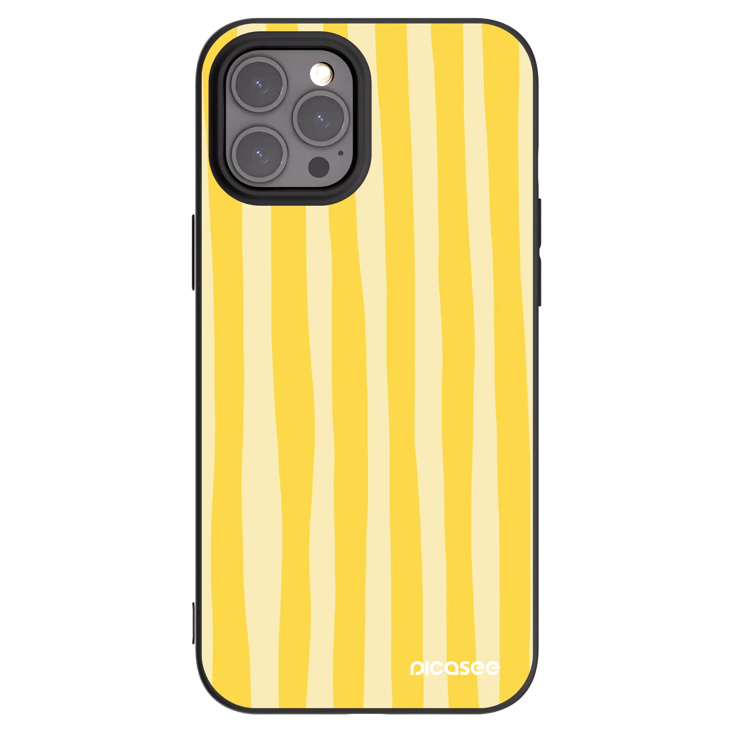 Picasee fekete szilikon tok az alábbi mobiltelefonokra Apple iPhone 12 Pro Max - Lines lemon