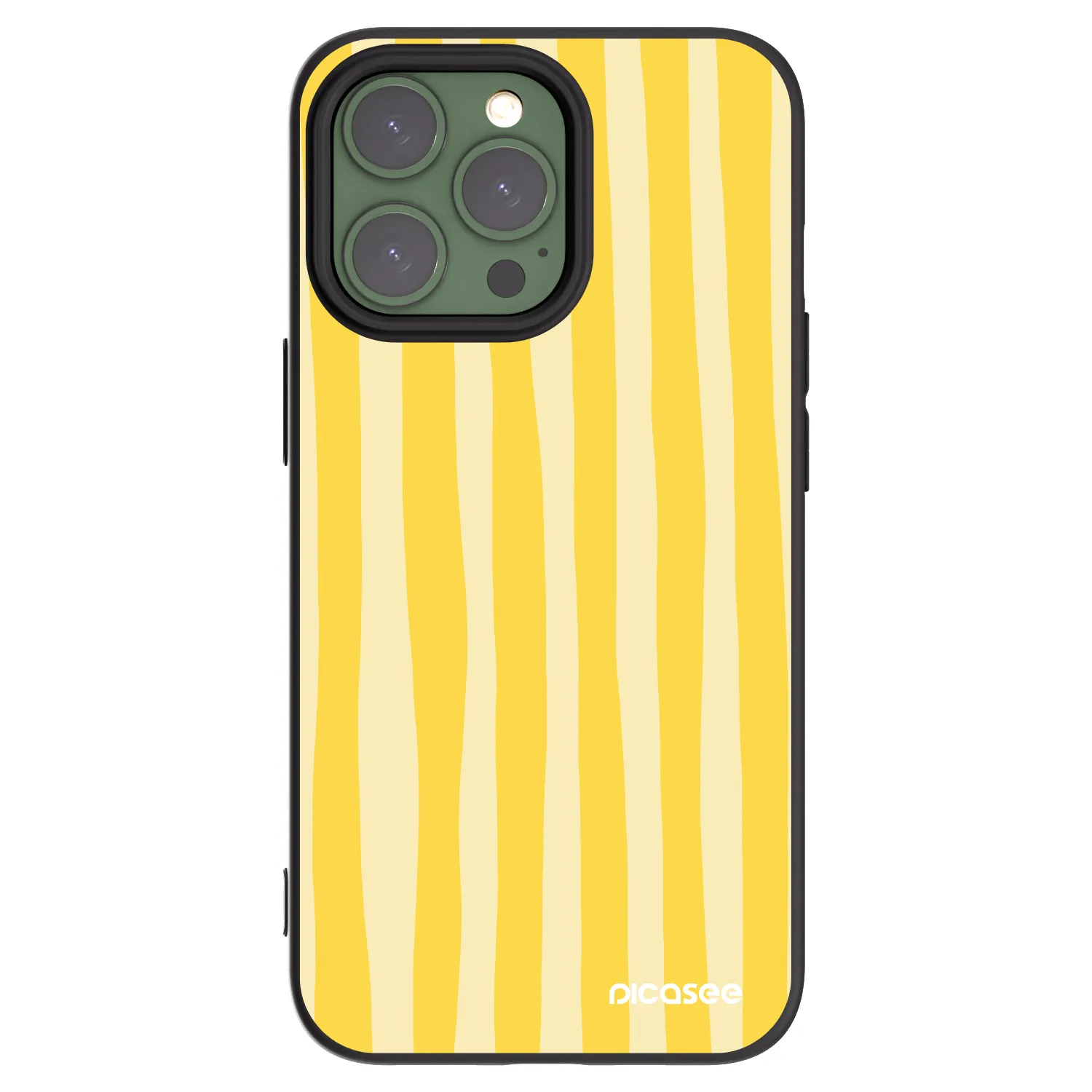 Picasee fekete szilikon tok az alábbi mobiltelefonokra Apple iPhone 13 Pro - Lines lemon