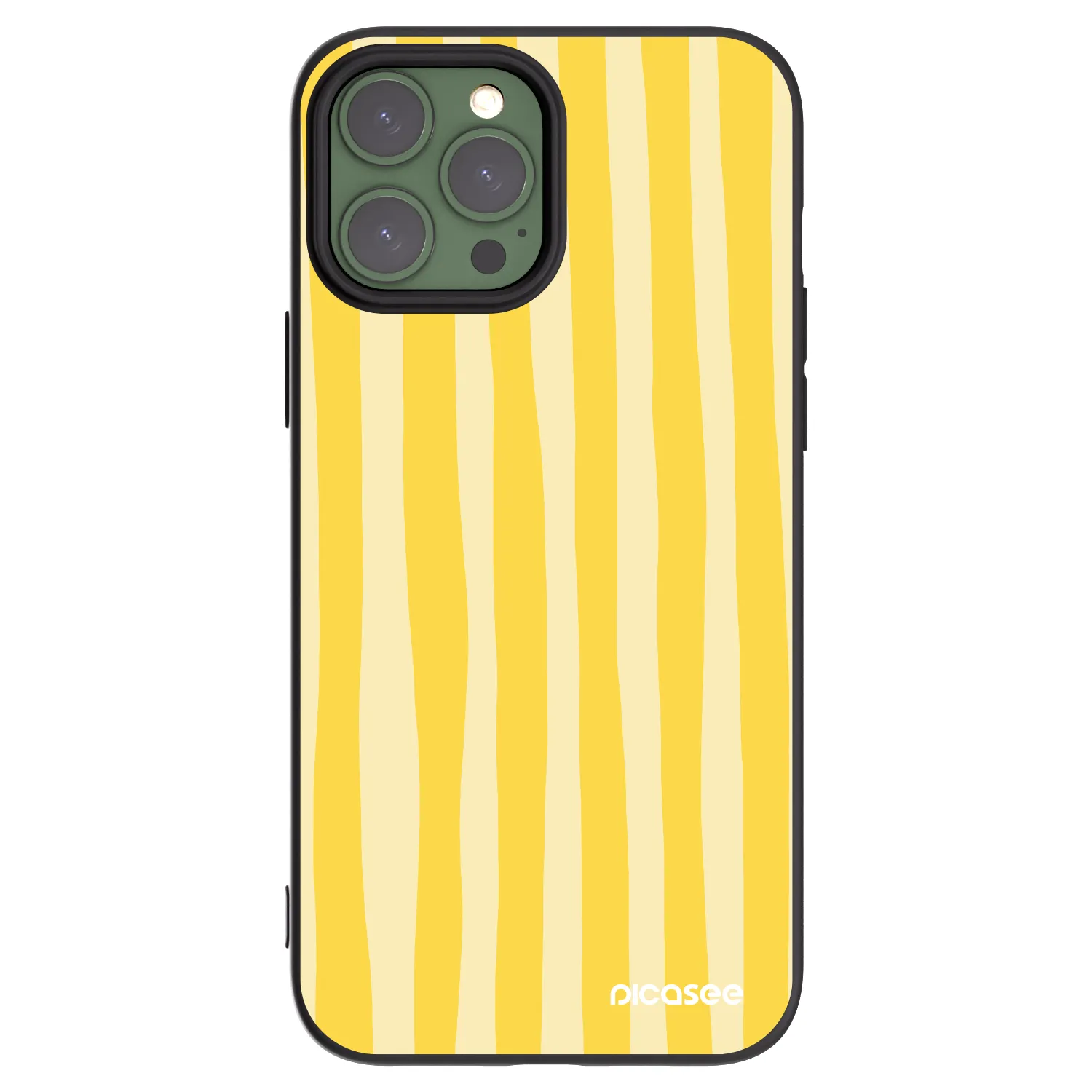 Picasee fekete szilikon tok az alábbi mobiltelefonokra Apple iPhone 13 Pro Max - Lines lemon