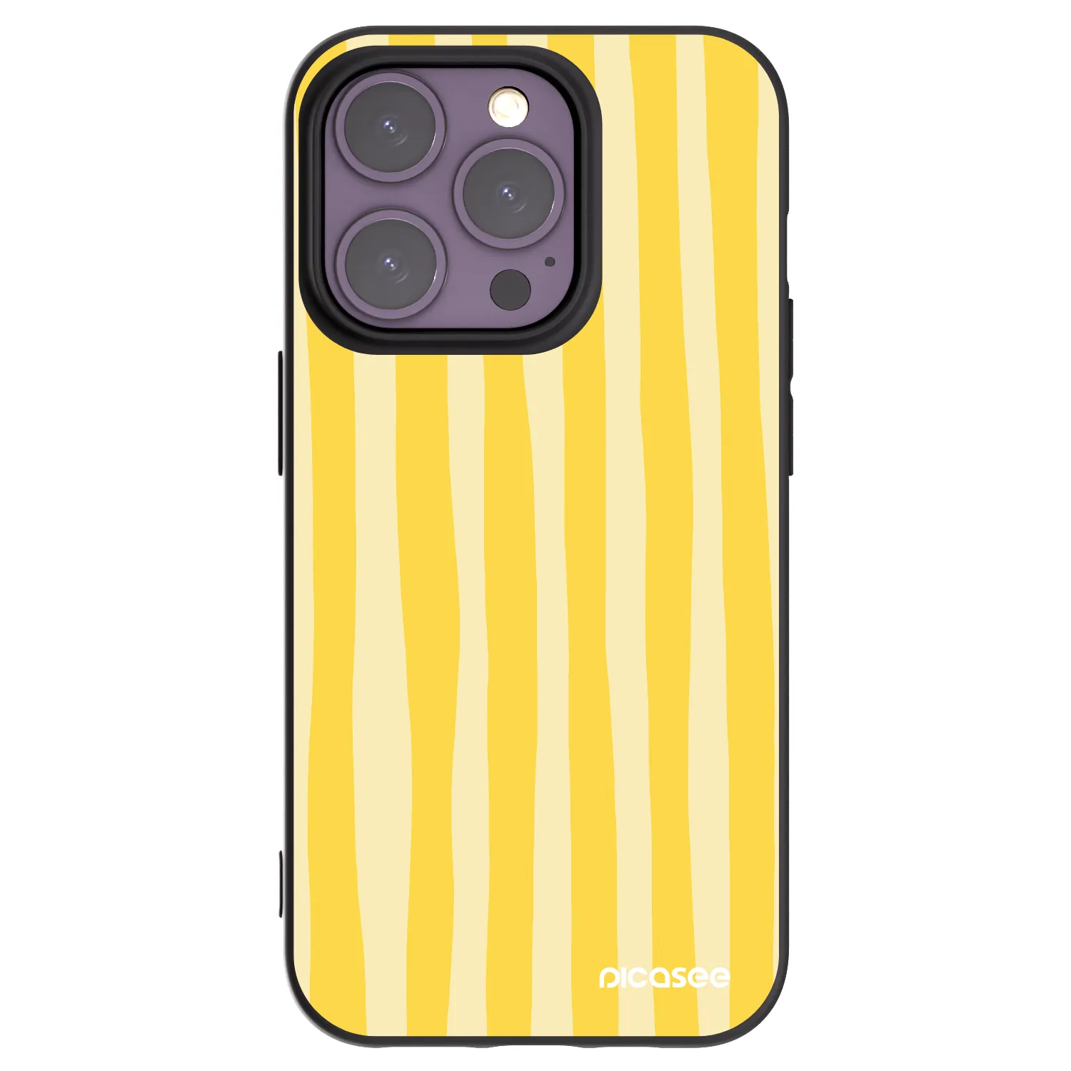 Picasee fekete szilikon tok az alábbi mobiltelefonokra Apple iPhone 14 Pro - Lines lemon