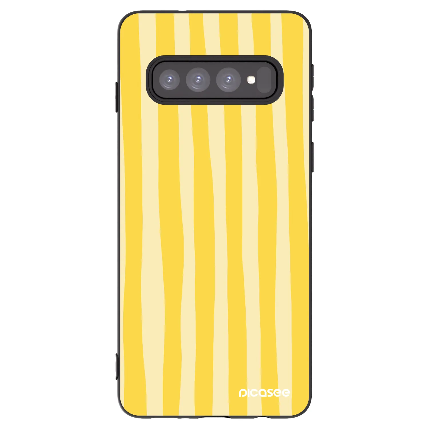Picasee fekete szilikon tok az alábbi mobiltelefonokra Samsung Galaxy S10 G973 - Lines lemon