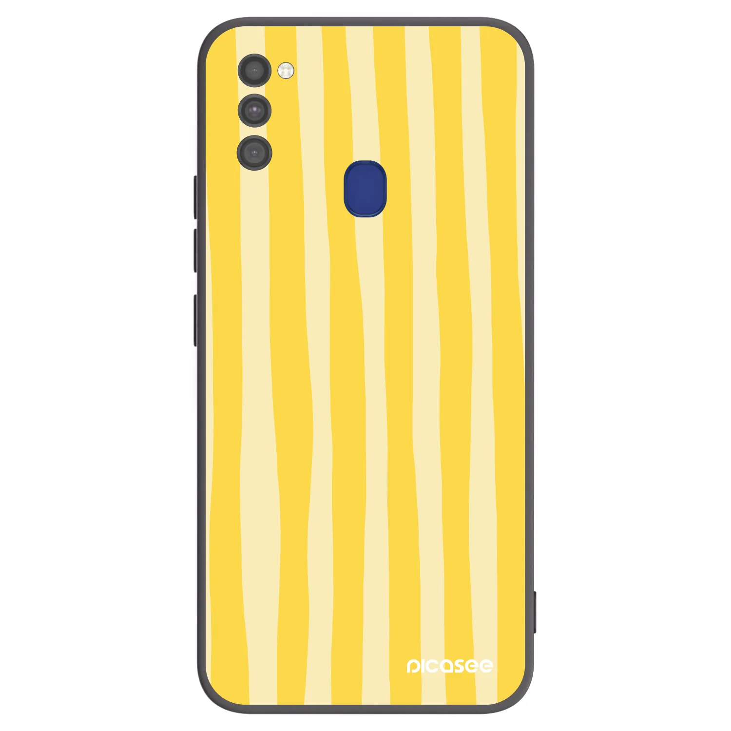 Picasee fekete szilikon tok az alábbi mobiltelefonokra Samsung Galaxy M21 M215F - Lines lemon