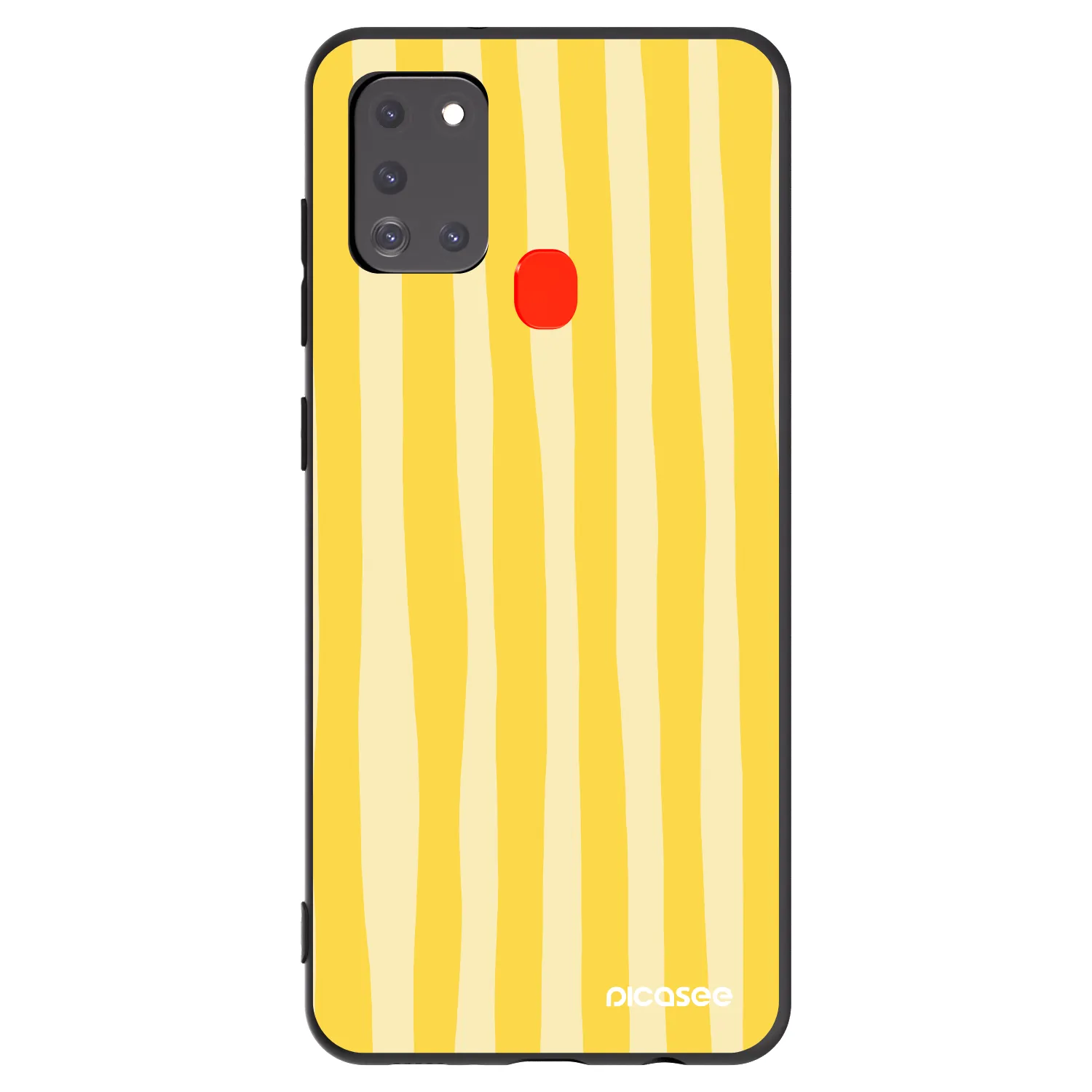 Picasee fekete szilikon tok az alábbi mobiltelefonokra Samsung Galaxy A21s - Lines lemon