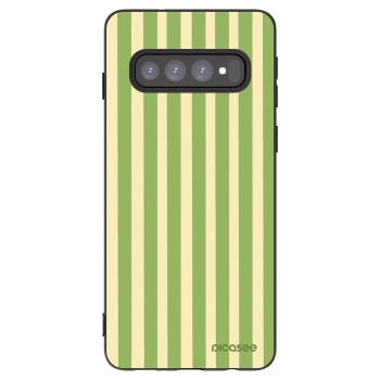 Picasee fekete szilikon tok az alábbi mobiltelefonokra Samsung Galaxy S10 G973 - Lines Matcha