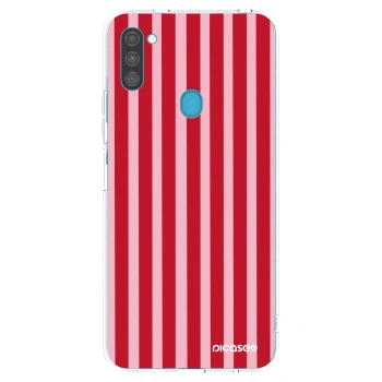 Picasee átlátszó szilikon tok az alábbi mobiltelefonokra Samsung Galaxy M11 - Lines red