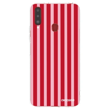 Picasee átlátszó szilikon tok az alábbi mobiltelefonokra Samsung Galaxy A20s - Lines red