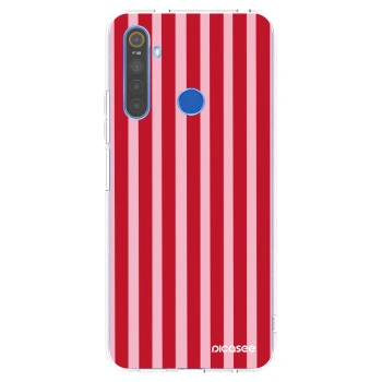Picasee átlátszó szilikon tok az alábbi mobiltelefonokra Realme 5 - Lines red