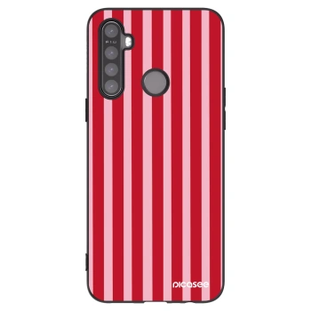 Picasee fekete szilikon tok az alábbi mobiltelefonokra Realme 5 - Lines red