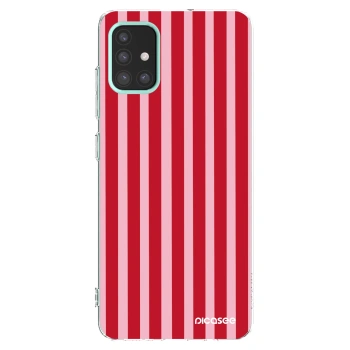 Picasee átlátszó szilikon tok az alábbi mobiltelefonokra Samsung Galaxy M31s - Lines red