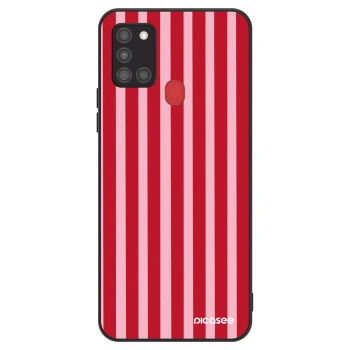 Szilikon tok erre a típusra Samsung Galaxy A21s - Lines red