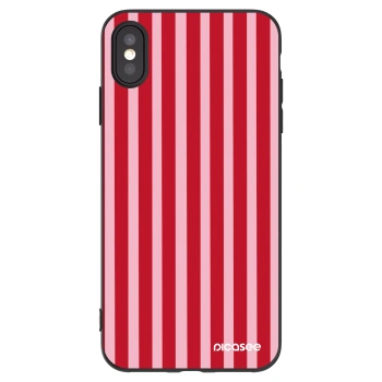 Picasee fekete szilikon tok az alábbi mobiltelefonokra Apple iPhone XS Max - Lines red