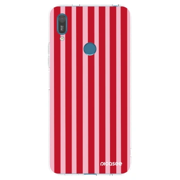Picasee átlátszó szilikon tok az alábbi mobiltelefonokra Huawei Y7 2019 - Lines red