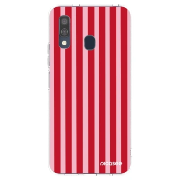 Picasee átlátszó szilikon tok az alábbi mobiltelefonokra Samsung Galaxy A40 A405F - Lines red