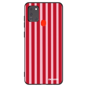 Picasee fekete szilikon tok az alábbi mobiltelefonokra Samsung Galaxy A21s - Lines red