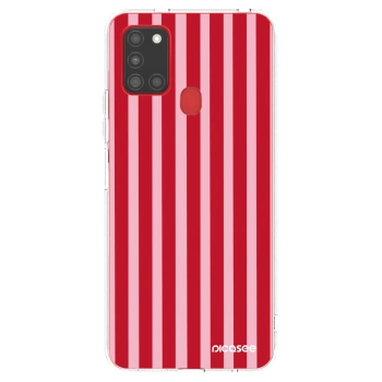 Picasee átlátszó szilikon tok az alábbi mobiltelefonokra Samsung Galaxy A21s - Lines red