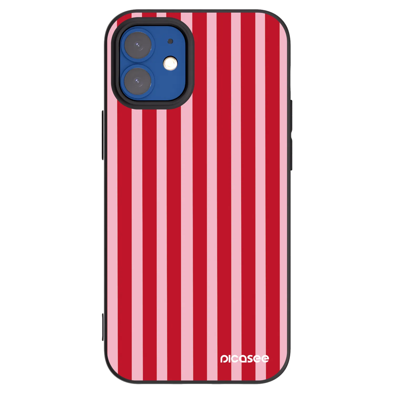 Picasee fekete szilikon tok az alábbi mobiltelefonokra Apple iPhone 12 mini - Lines red